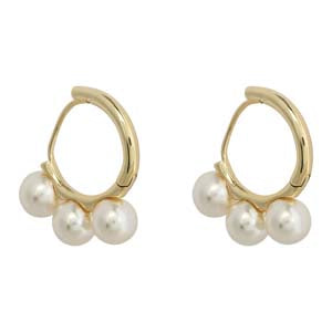 3 Pearl Hoop Earrings