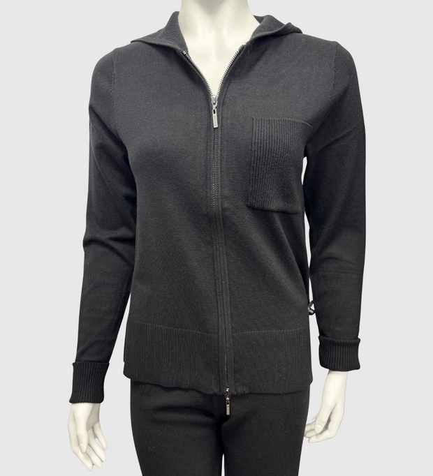 Zip-Up Knit Hoodie