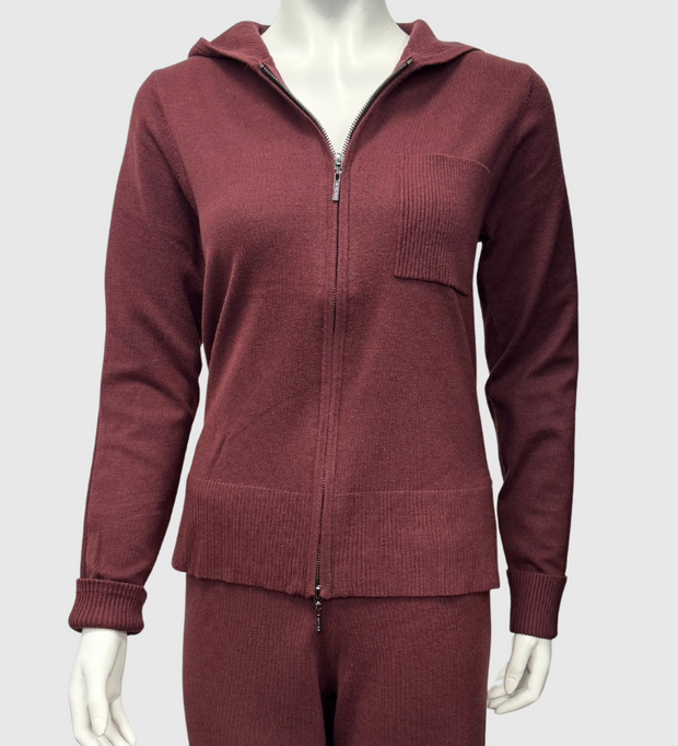 Zip-Up Knit Hoodie