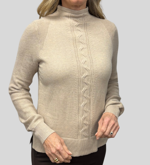 Cable Knit Funnel Neck Sweater