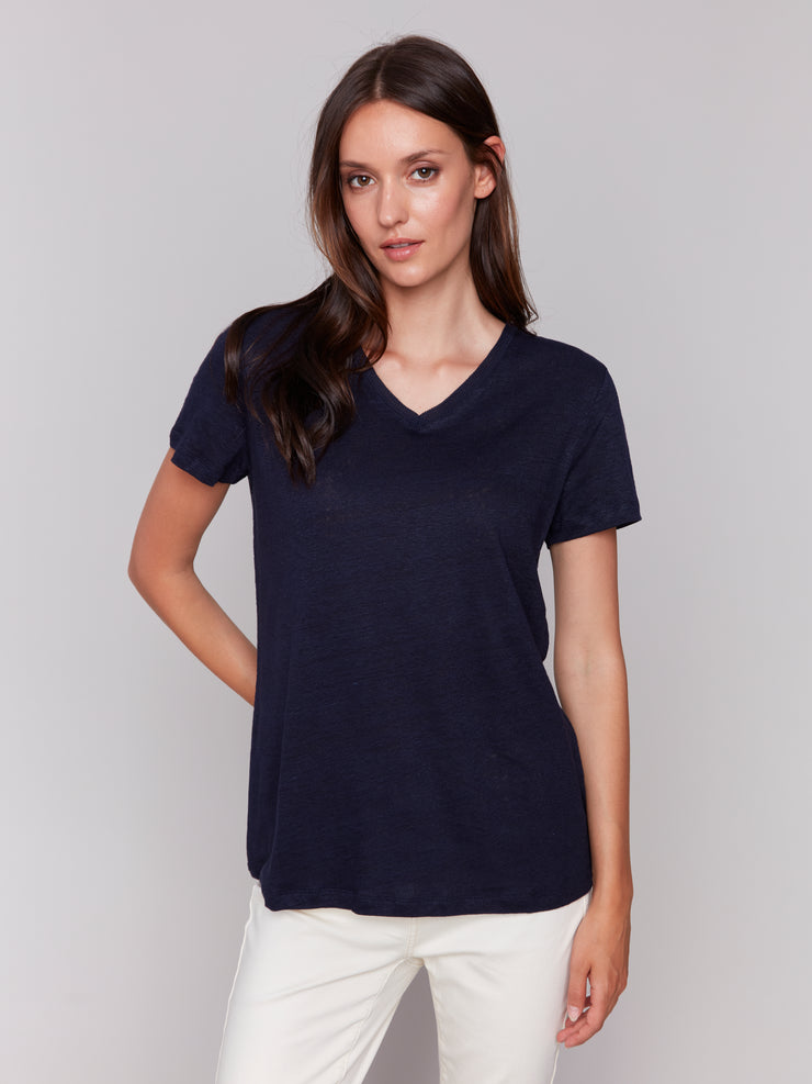 V-Neck Linen T-Shirt