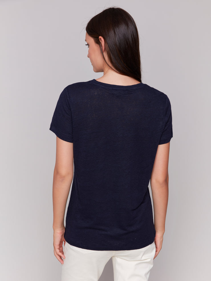 V-Neck Linen T-Shirt