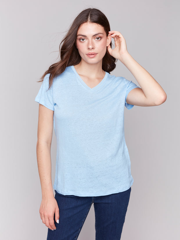 V-Neck Linen T-Shirt