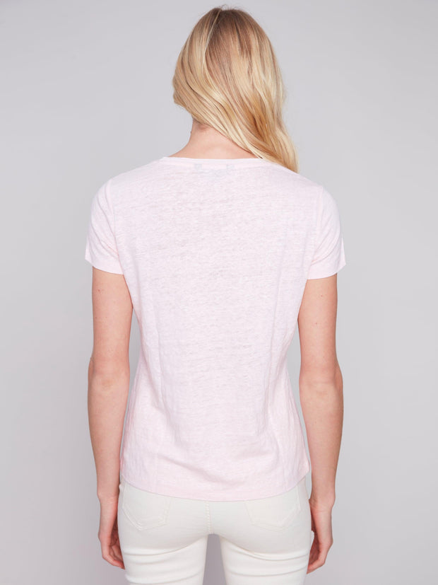Natural Linen V-Neck T-Shirt-Watch Us Women Oakville