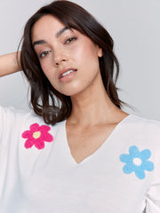 Floral Appliqué Sweater