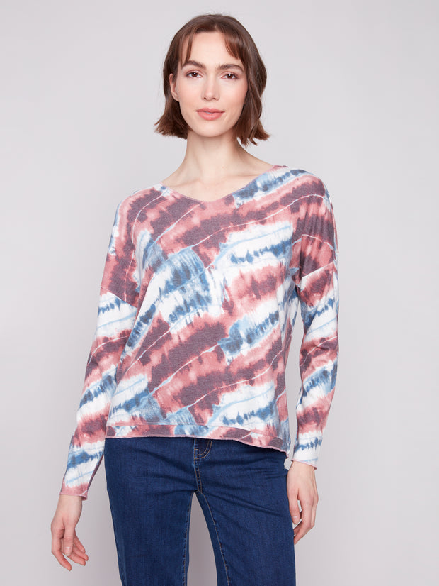 Tie Dye Dolman Print Top