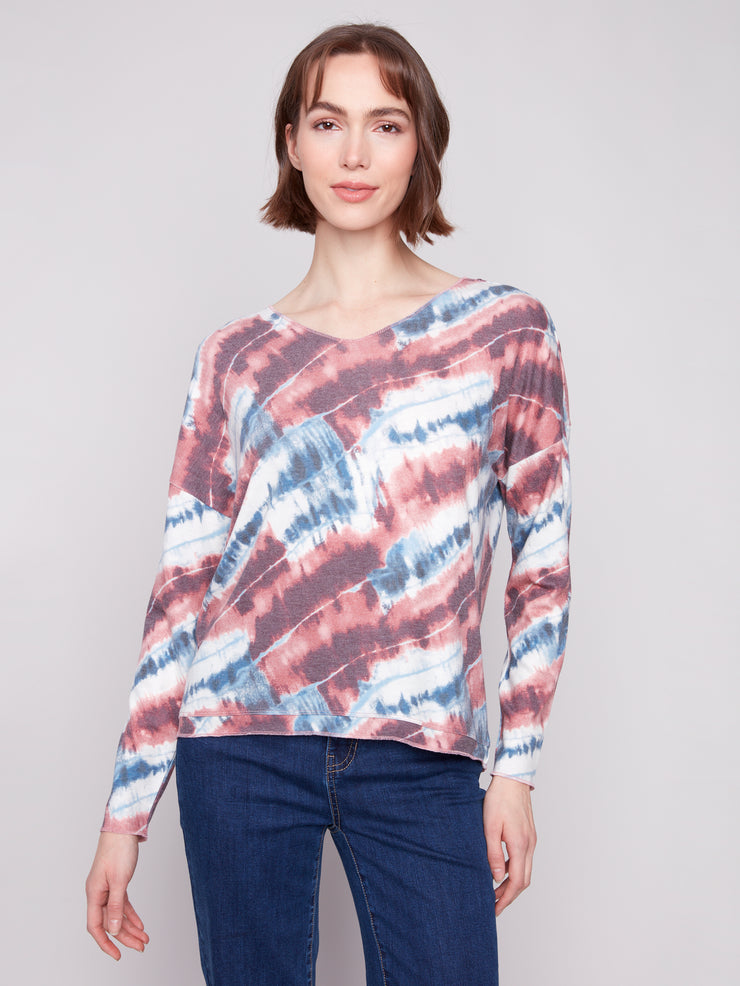 Tie Dye Dolman Print Top