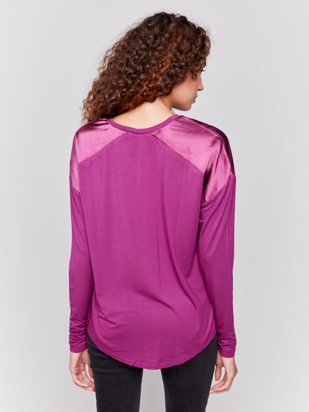 Satin Front Jersey Back Top