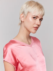 V-Neck Satin Jersey Knit Top