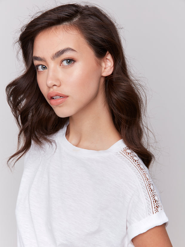 Lace Cap Sleeve T-Shirt