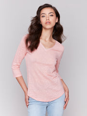 3/4 Sleeve V-Neck