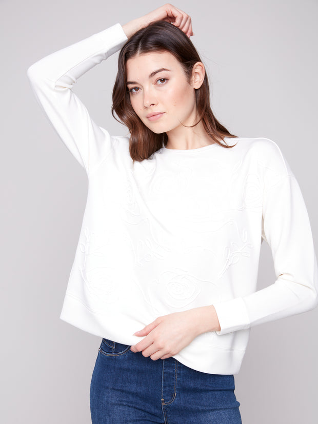 Embroidered Soft Scuba Top