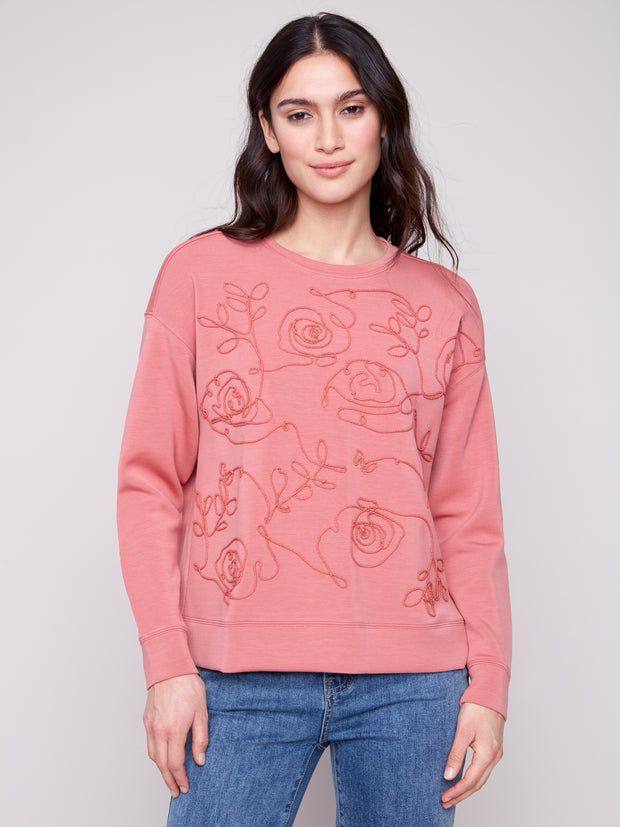 Embroidered Soft Scuba Top