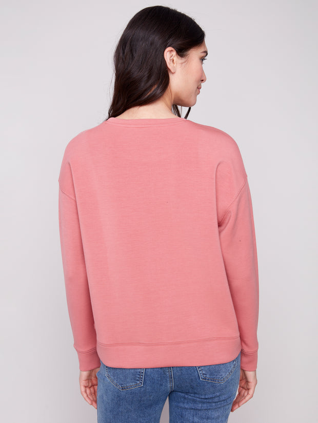 Embroidered Soft Scuba Top