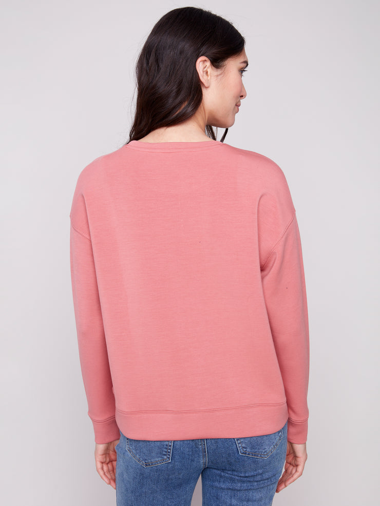 Embroidered Soft Scuba Top