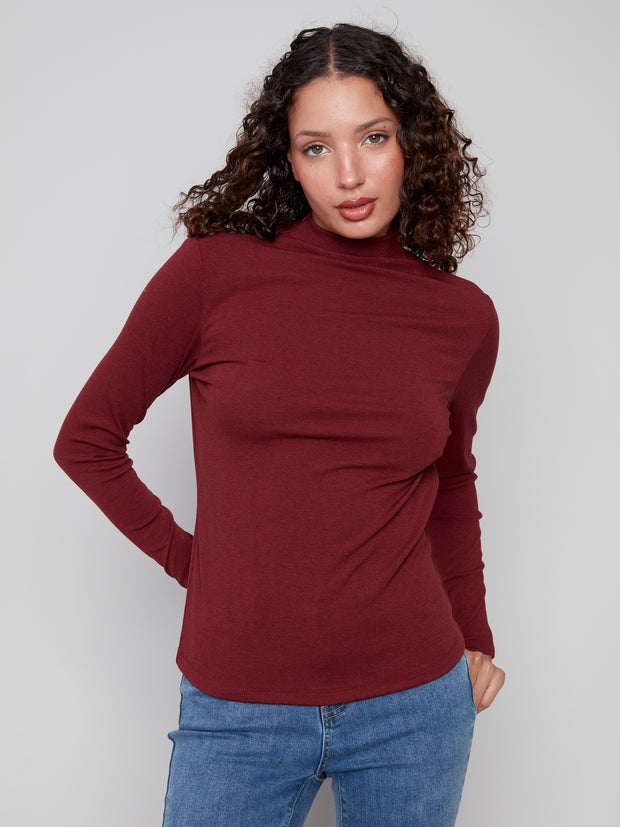 Mock Neck Long Sleeved Top