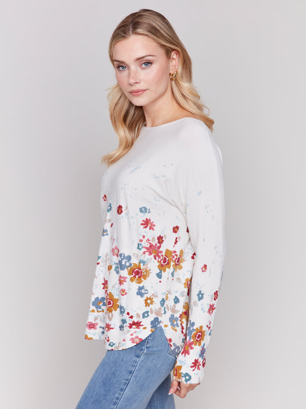 Printed Round Hem Sweater