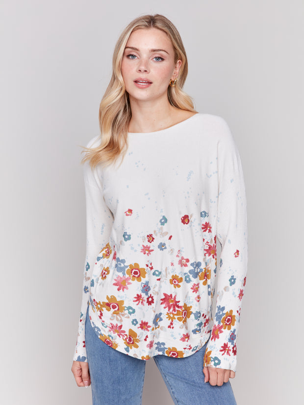 Printed Round Hem Sweater