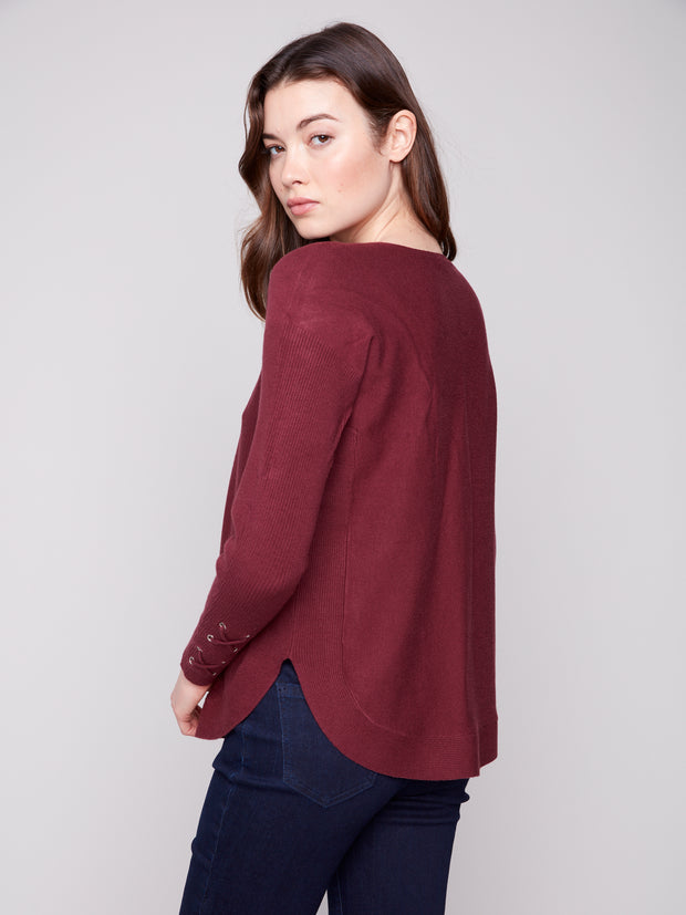 Lace Up Sleeve Sweater