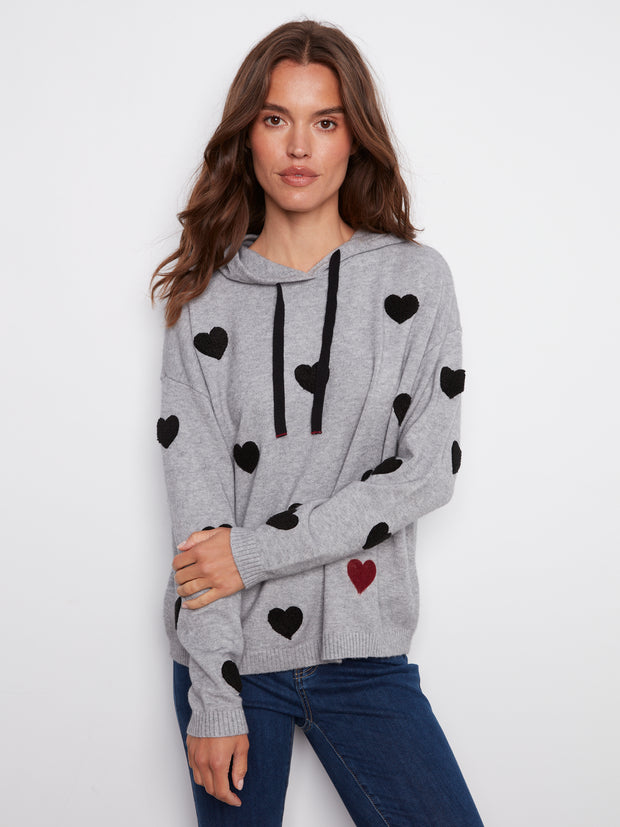 Boucle Heart Design Hoodie