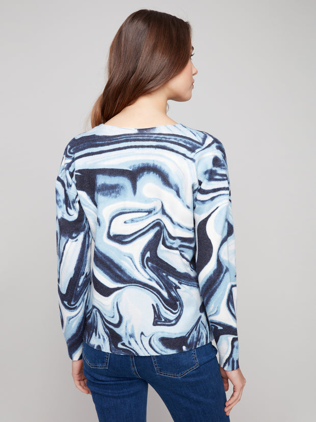 Printed V-Neck Sweater