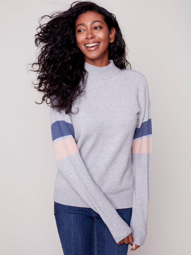 Smiley Back Mock Neck Sweater-Watch Us Women Oakville