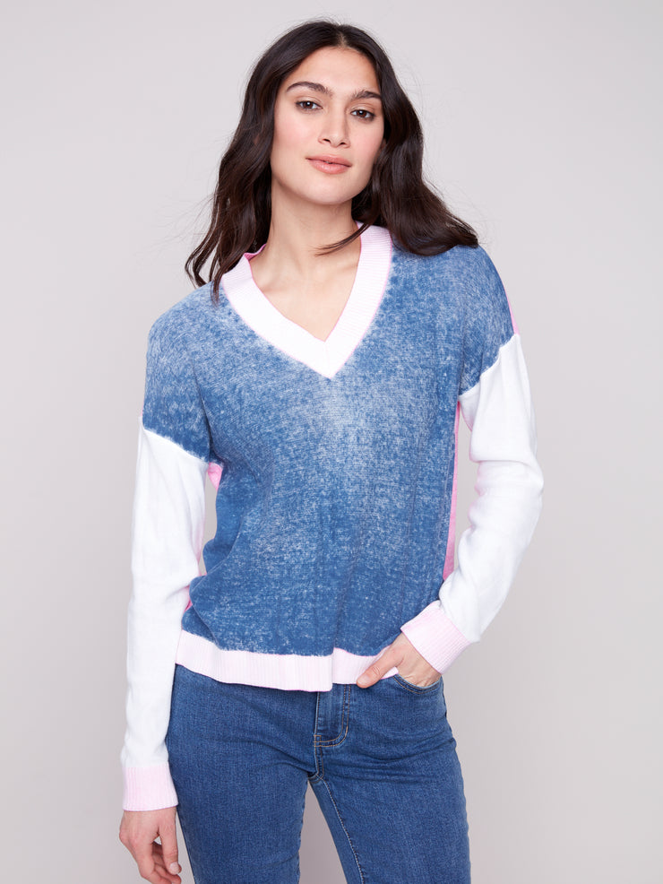 Drop Shoulder V-Neck Sweater