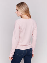 Front Knot V-Neck Sweater