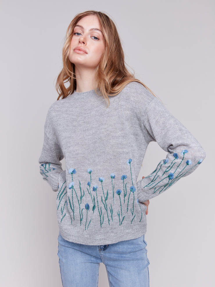 Border Floral Sweater