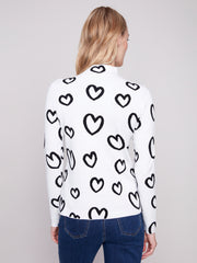 Mock Neck Reversible Heart Sweater