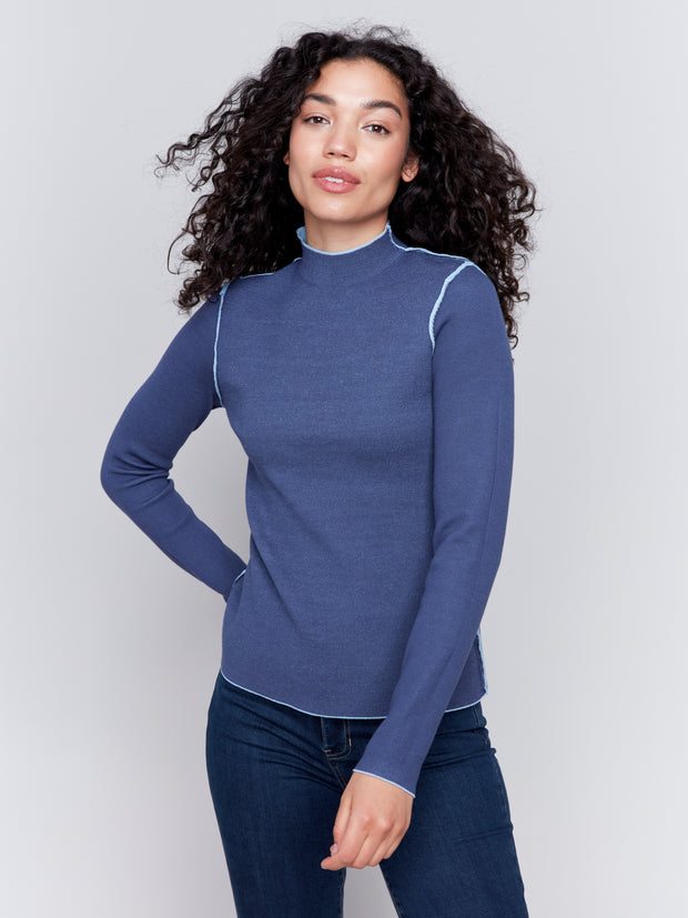 Reversible Mock Neck Sweater