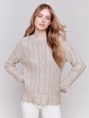 Foiled Cable Knit Sweater