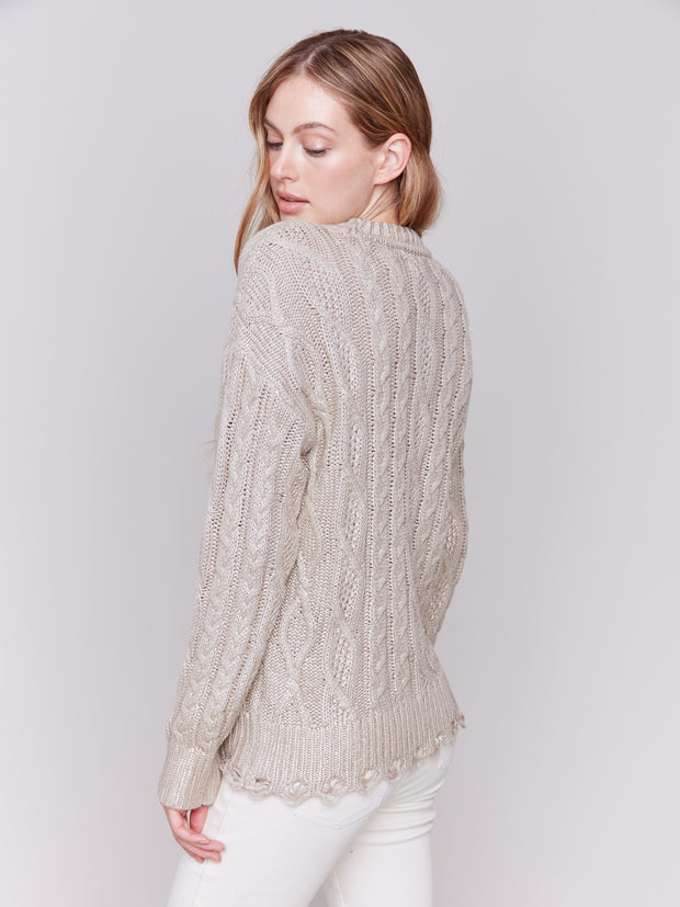 Foiled Cable Knit Sweater