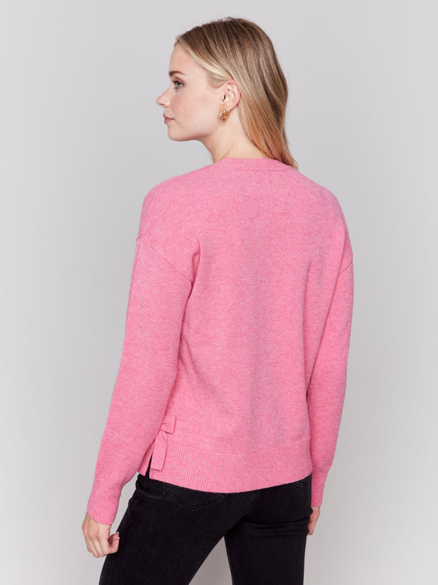 Long Sleeve Crew Neck Bow Sweater