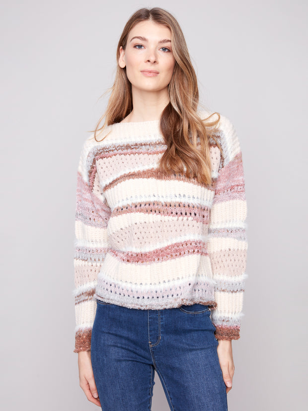 Patchwork Eyelash Knit Sweater