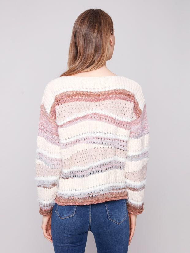 Patchwork Eyelash Knit Sweater