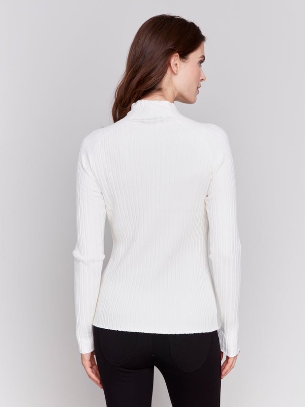 Ribbed Fine Mock Neck Sweater