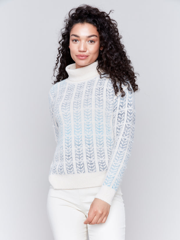 Jacquard Knit Turtleneck Sweater