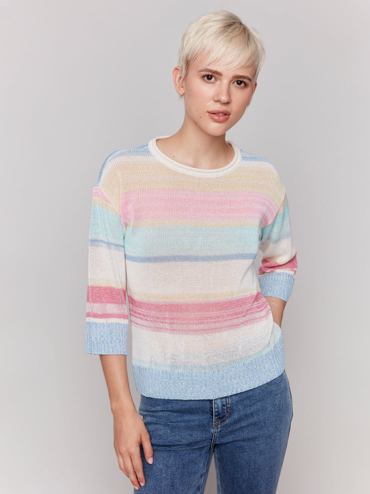 Pastel Striped Crew Neck Sweater