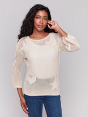 3/4 Sleeve Crochet Sweaer