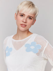 Crochet Sweater w/Blue Flowers