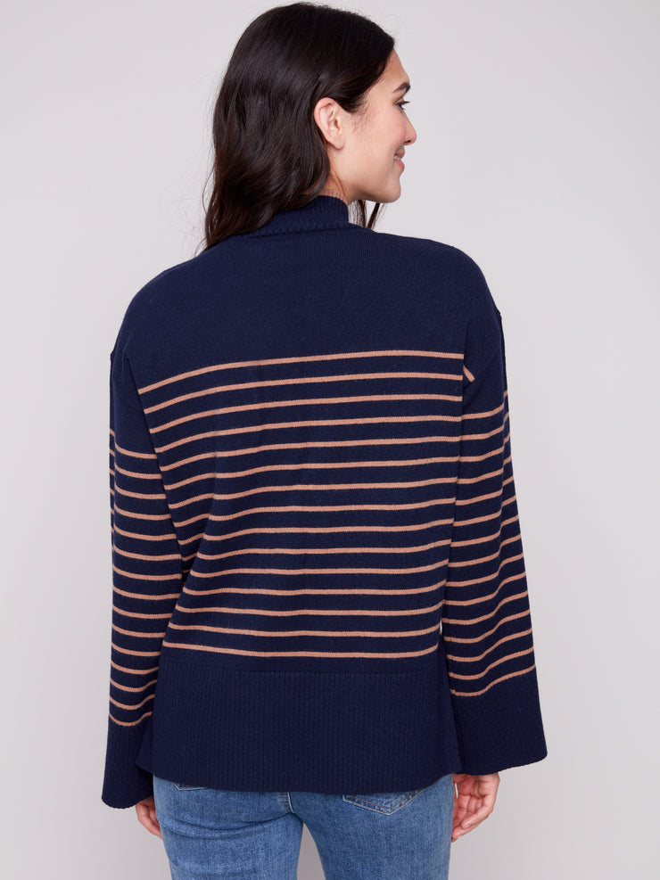 Mock Neck Stripe Sweater