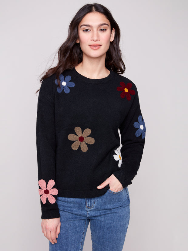 Embellished Flowers Sweater