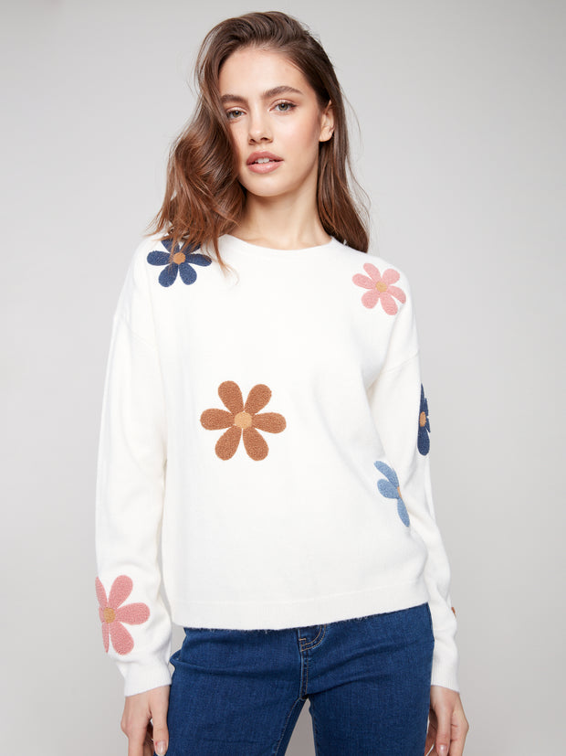 Embellished Flowers Sweater
