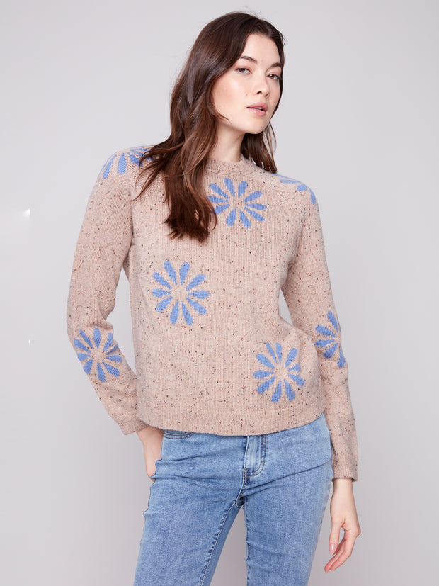 Blue Daisy Print Sweater