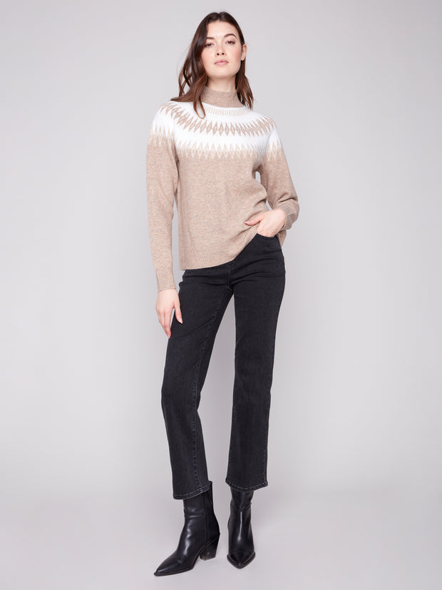 Jacquard Mock Neck Sweater