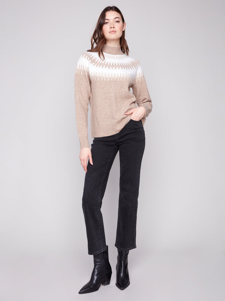 Jacquard Mock Neck Sweater