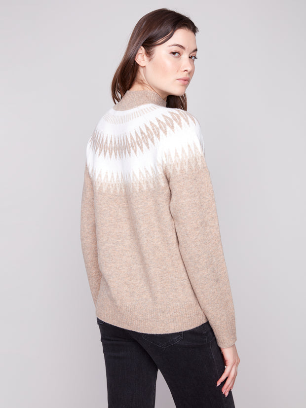 Jacquard Mock Neck Sweater
