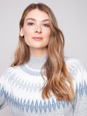 Jacquard Mock Neck Sweater