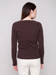 Ribbed Knit V-Neck Sweater